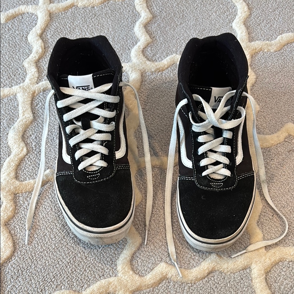 Vans Kids Black and White High-Top Shoes